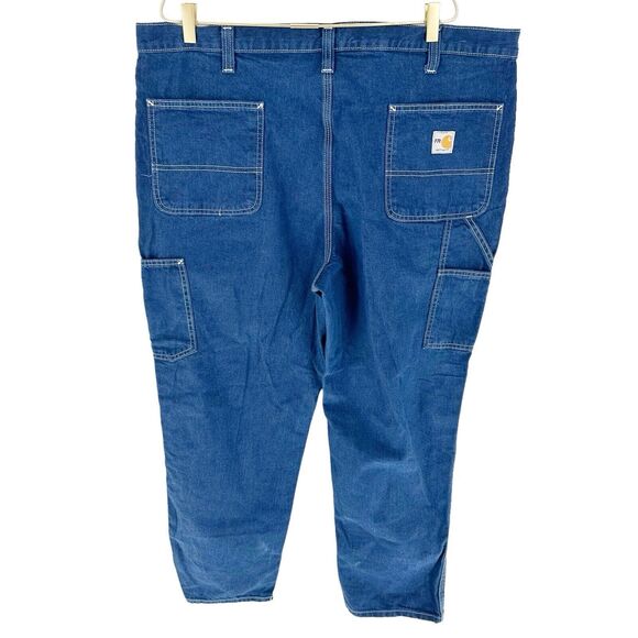 Carhartt Jeans Mens 42 x 32 Blue Flame Resistant Straight Work Utility Denim - Picture 2 of 16
